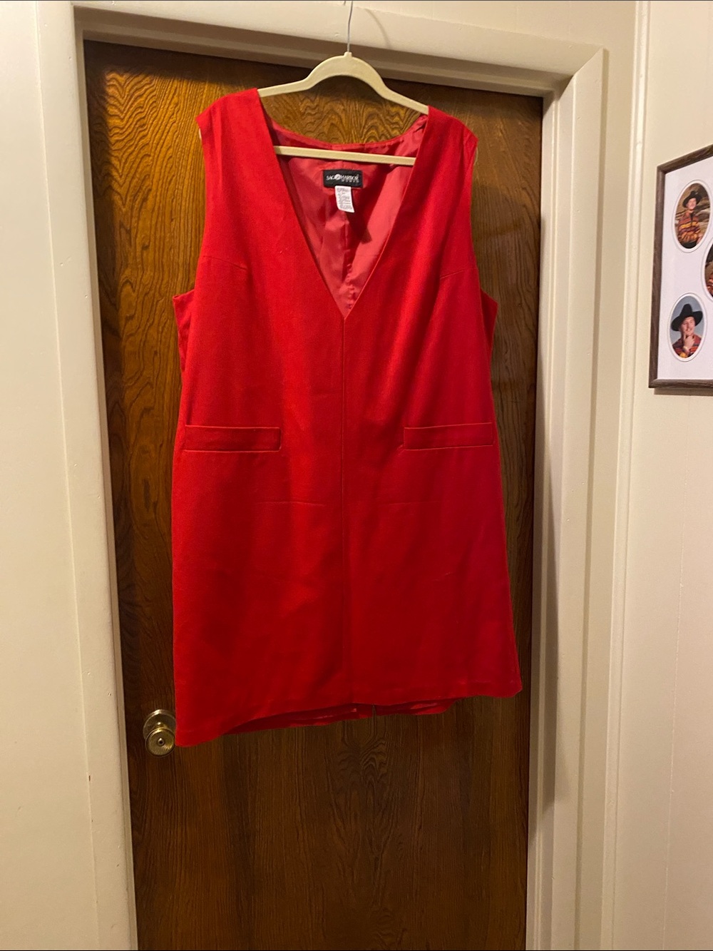 SL Fashions Red V-Neck Sleeveless Mini Dress